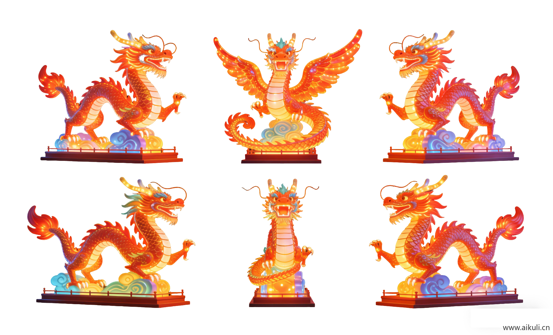 PNG格式2D龙彩灯艺术装置剪影1