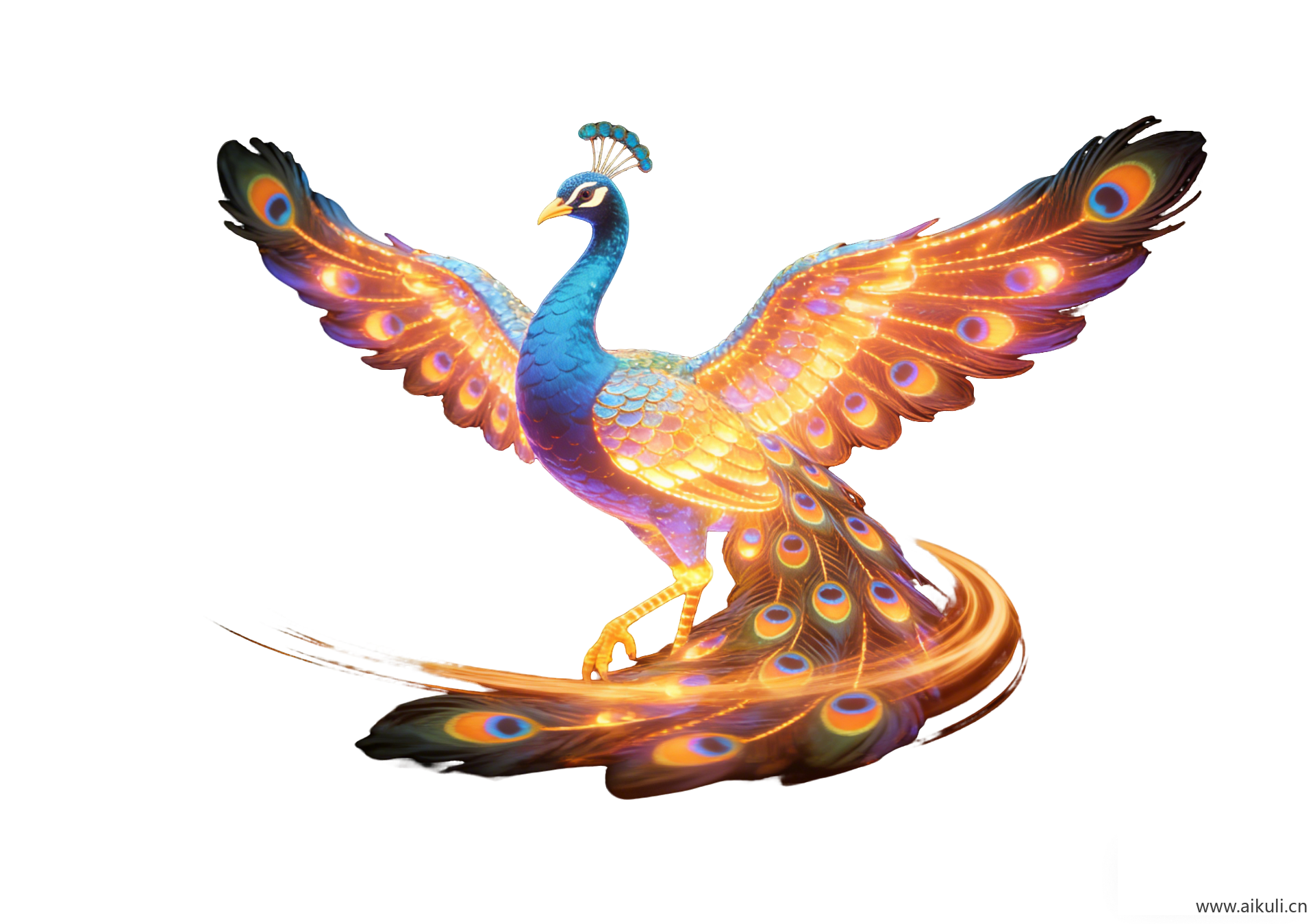 PNG格式动物孔雀彩灯2D夜景灯饰艺术装置剪影1